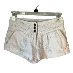 Just Ginger Lace Short Shorts, Small. White. Pockets!